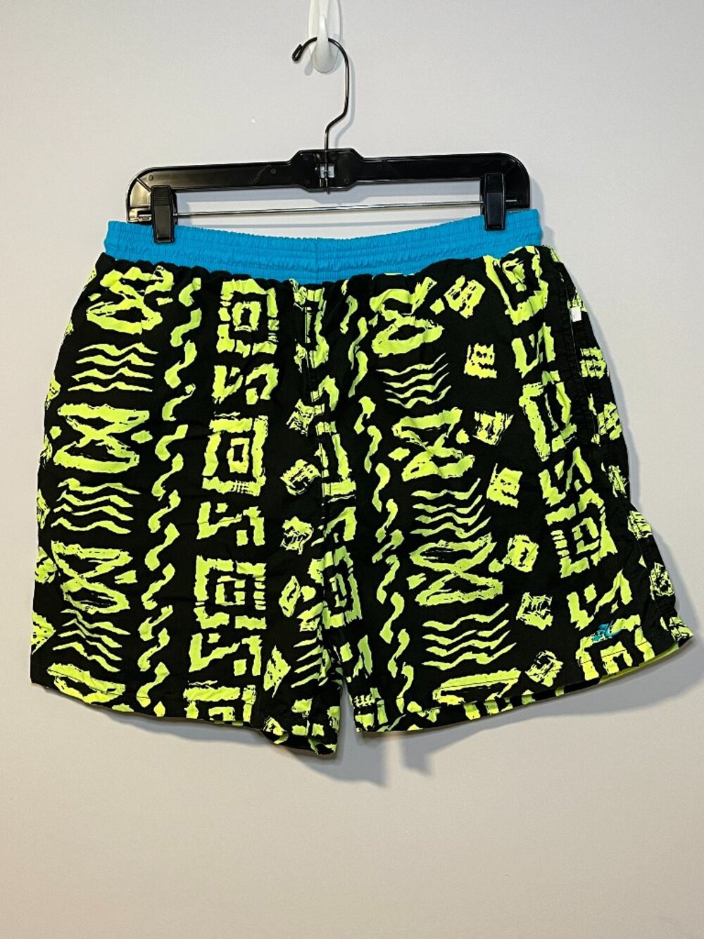 Vintage 90s Hobie Black Tribal  Swim Trunk